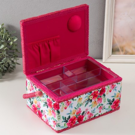 Casket for needlework "Watercolor flowers" 19x26x14.5 cm-2