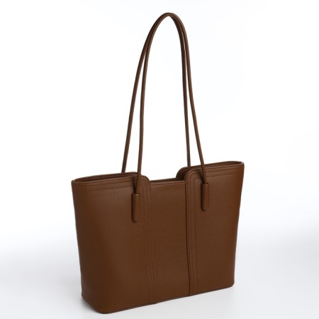 Bag Women's Tout with zipper, brown color-1