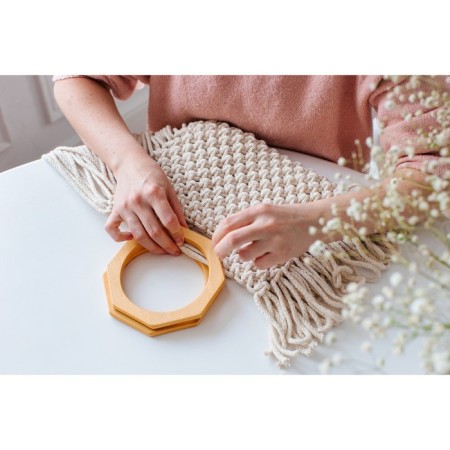 Handles for the bag are wooden, d = 10.5, 13.5 × 13.5 cm, 2 pcs, beige color-5