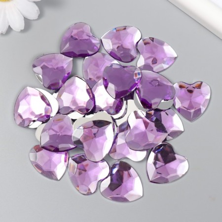 Decor for creativity Plastic "Rhinestones Heart. Lilac" set 30 pcs 2.5x2.5 cm-2