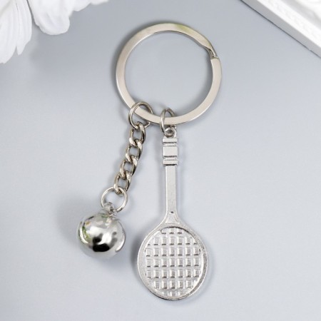 Breek Metal "Game of tennis - rocket and ball" silver 7x2.5 cm-2