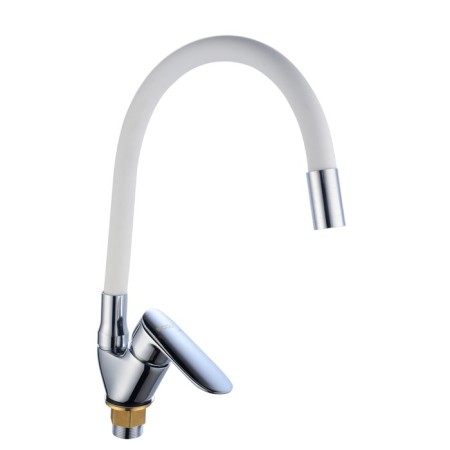 BouOU B8274-10F-E306A kitchen mixer, flexible spout, 35 mm cartridge, brass, white/chrome 1028562
