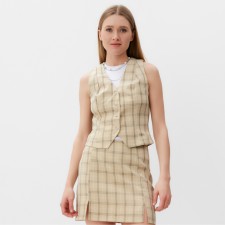 Women's WITH WITH MINAKU: Casual Collection color Beige cage, river 48