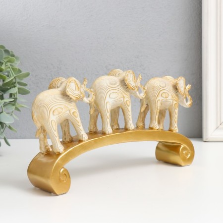 Polystone souvenir "Three white elephants on an arc, with gold - layers" 26x5.5x13 cm-2