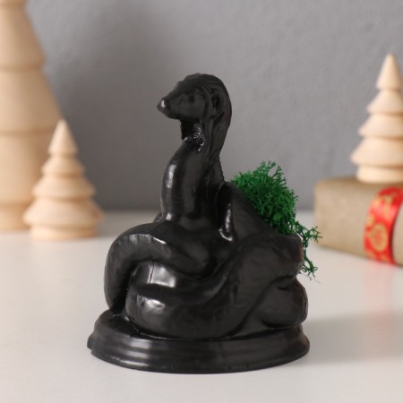 Souvenir "Snake Glikon" with moss 6.5*8.5*3 cm black (moss is green stabil)-3