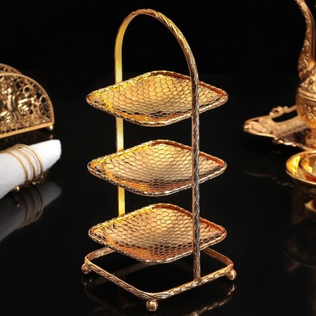 Serving stand "Valeria", 11 × 12 × 28 cm, 3 tiers, solid, gold color