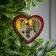 Christmas tree toy "Red Heart with a snowman", from batteries, a glow of warm white