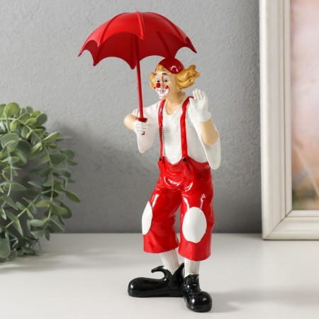 Polystone souvenir "Clown with red umbrella" white-red 11.5x9x24 cm-1