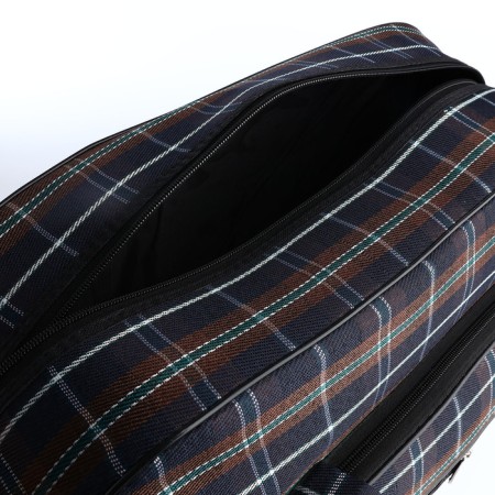 Road bag with lightning, external pocket, long belt, brown color/black-2