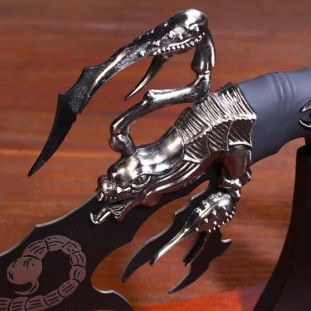 Souvenir knife on the stand, scorpion on the blade and handle, 53.5 cm-2