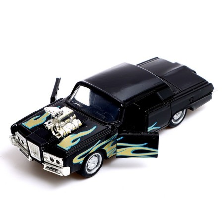 Metal Muscle Car, scale 1:32, light and sound, inertia, black color-3
