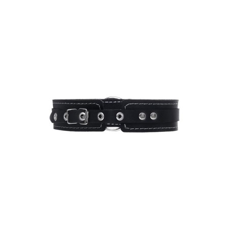 The collar is two -layer with a white line Pecado BDSM, genuine leather, black color-3