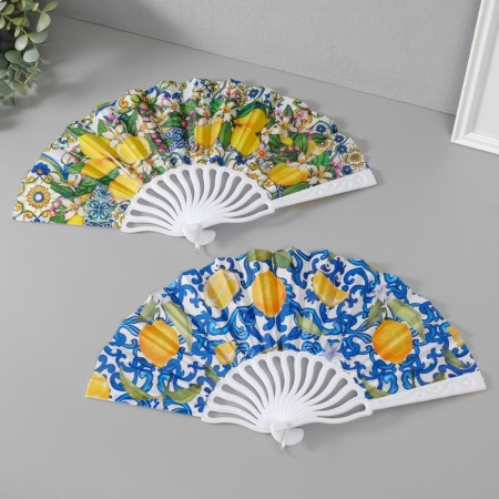 Fan plastic, textiles "juicy lemons" mix 23 cm-2