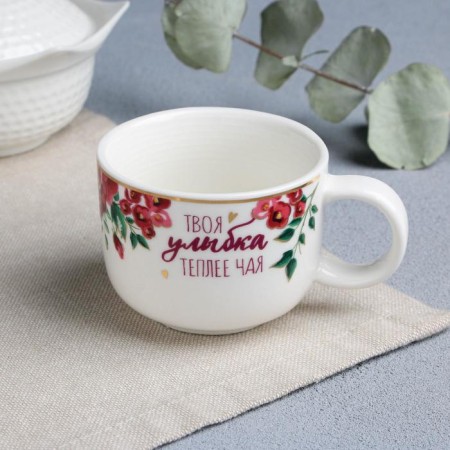 Coffee pair of ceramics "cute grandmother", 140 ml, white color-4