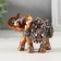 Souvenir Polystone "Bronze Elephant in Silver Popone with Mirrors" 9.5x5x7 cm