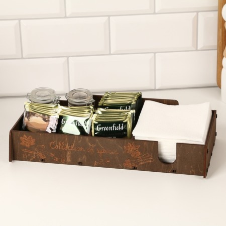 Bread a wooden bread with a stand under spices, 35.6 x 20.4 x 24.8 cm, wenge-5