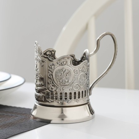 The cup holder "Fatherland. Duty. Honor ", d = 61 mm, nickelled, with blackening-2