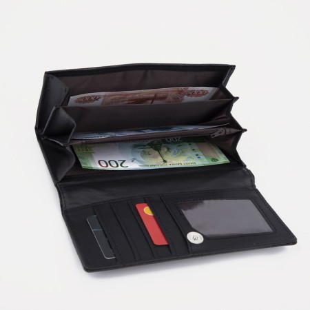 Women's wallet on a magnet, black color-3