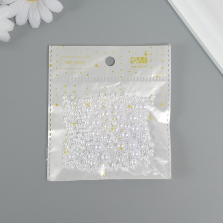 Beads for creativity plastic "Round. White" d = 3-8 mm, set 10 grams-3
