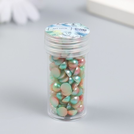 Decor "Semiobusins ​​and rhinestones. Gradient Blue Cream" D = 6 mm 10 g 200 pcs 5x2.5 cm mix-4