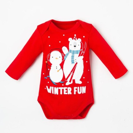 Body with DL. Sleeve Kroshka I "Happy Winter", height 74-80 cm, red