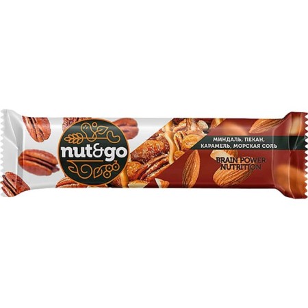Batonchik "Nut & Go", almonds, bakers, caramel and sea salt, 36 g