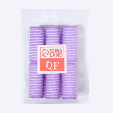 Velcro curlers, d = 2.5 cm, 6 cm, 6 pcs, purple color-2