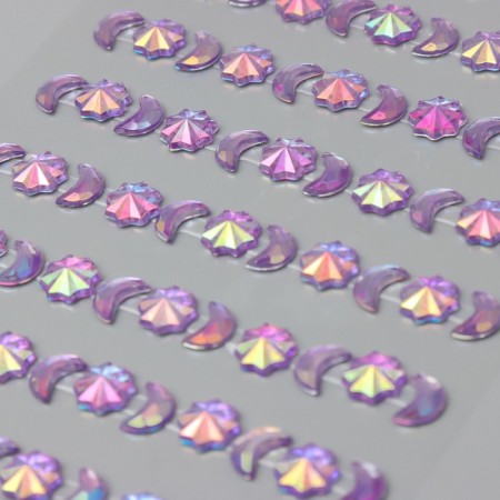 Sticker Plastic Rhinestones "crescent and stars" mix 10x23 cm-4