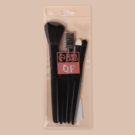 A set of makeup brushes, 5 items, PVC chech, black color-5