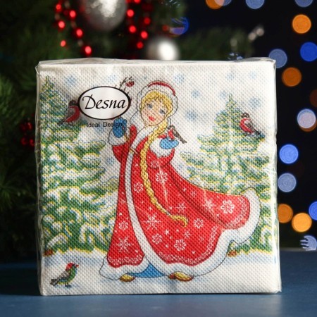 New Year's napkins paper Desna Design "Snow Maiden", 1 layer, 24x24 cm, 40 pcs-3