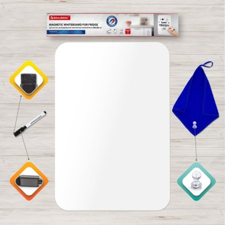 Magnetic-marker refrigerator 58 x 36 cm, brauberg, with marker, magnet and napkin