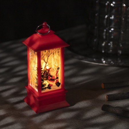 LED figure “Lantern with Santa Claus” 5.5 × 13 × 5.5 cm, plastic, batteries AG13x3, glow warm white