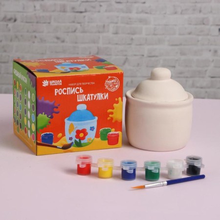 Gypsum painting, fantasy box, paints of 6 centers 2 ml, brush