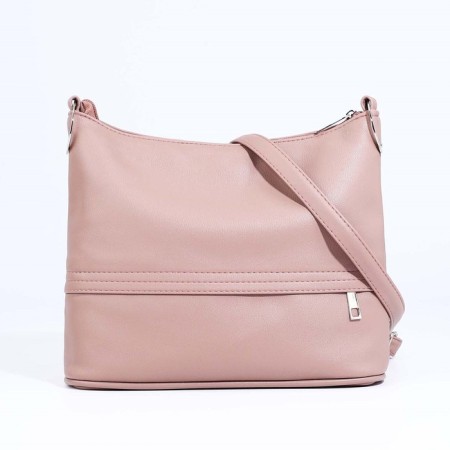Janelli Cross-Boda Bag on a zipper, 2 outer pockets, powder color