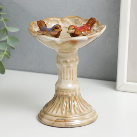 Souvenir Ceramics stand "Birds on a column with a bowl" 15x10.5x10 cm