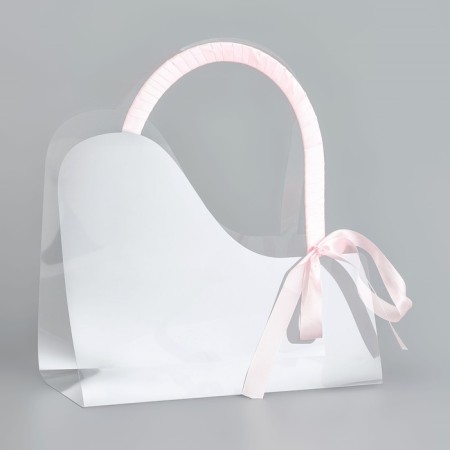 Carriage for flowers with tape, 30x25x12 cm, pink-2
