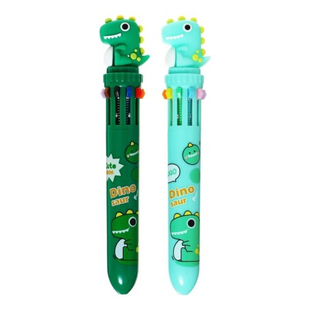 Automatic ballpoint handle 10 color, rod 0.7 mm, "dino", mix