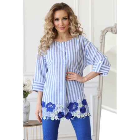 Female blouse, size 42, blue color-1