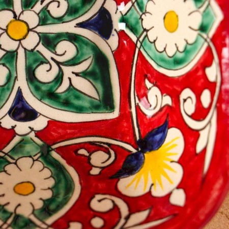 Salennik Rishtan ceramics "Flowers", 14 cm, red, mix-2
