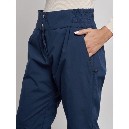 Warmed female trousers, size 48, dark blue color-9