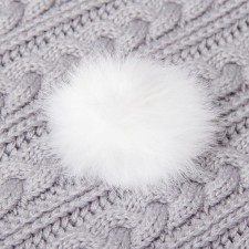Pompon from natural fur of a hare, size 1 pc.: 6 cm, white color