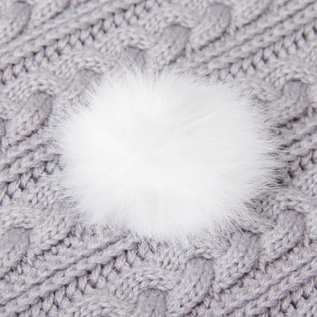 Pompon from natural fur of a hare, size 1 pc.: 6 cm, white color