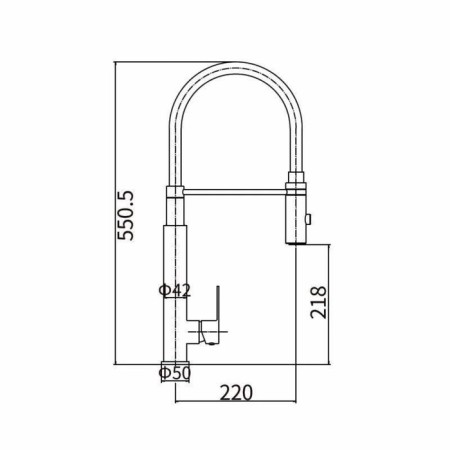 Fashun A54102-3 kitchen mixer, single-leaf, flexible spout, stainless steel, satin-1