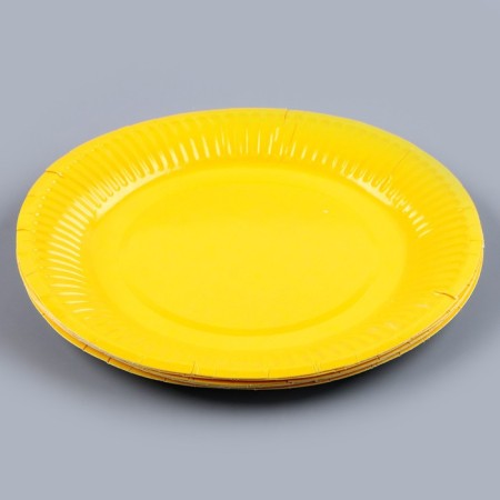 A set of paper utensils: 6 plates, 6 glasses, yellow color-4