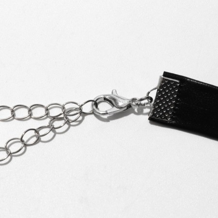Choker "collar" wings with chains, black color with silver, 43 cm-1