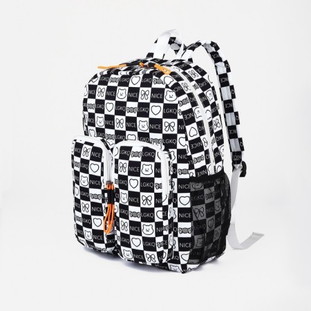 School backpack from textiles on lightning, 5 pockets, black color-2