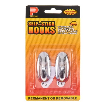 Hooks self -adhesive, round, with a system of universal removal, set, chrome, 2.5 x 5.5 cm, 2 pcs.-2
