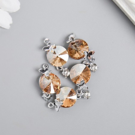 Decor for creativity metal, rhinestones "Butterfly on the rhinestone" silver 1.4x2.5 cm-1