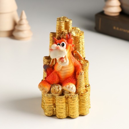 Piglite Polystone "Dragon and a slide of gold coins" 7.8x6.3x10.8 cm
