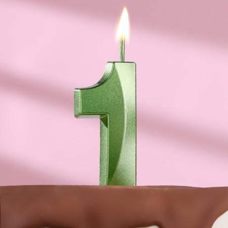 Candle in the cake on the skewer "Fine", the number "1", the emerald, 5 cm